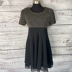 VINTAGE 90'S LAURENCE KAZAR Beaded Black Dress MP